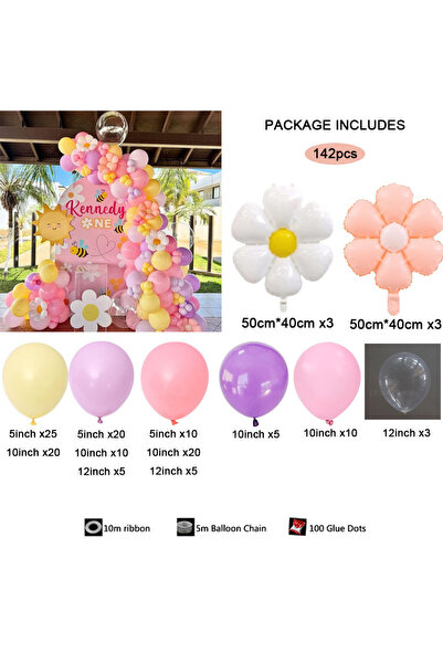 Choice Other 142pcs Daisy Flowers Balloon Garland Arch Set Yellow Pink Purple...