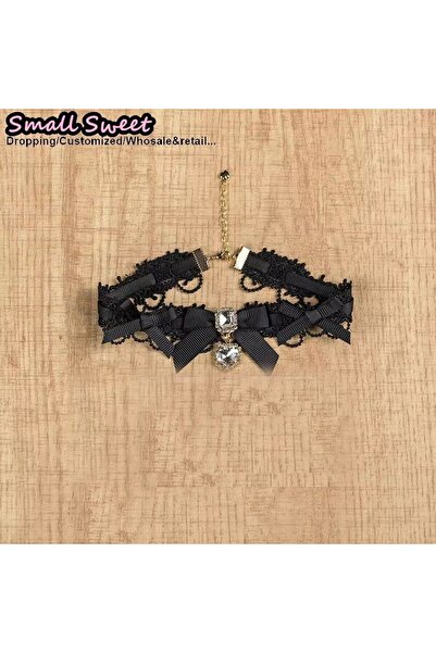 Choice black 1 Handmade Choker Necklaces Double Pearl Bow Love Jewelry Gemsto...
