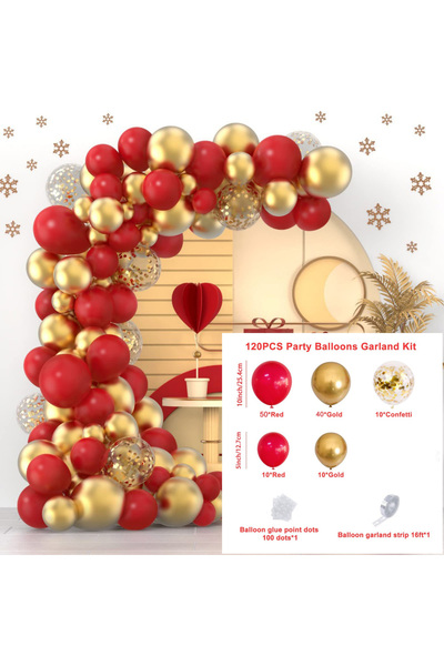Choice Other MULTI 120PCS Retro Platinum Red Gold Balloon Party Garland Set w...