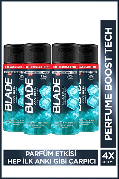 Blade Cool Fresh Erkek Alüminyumsuz Deodorant 4x200 Ml