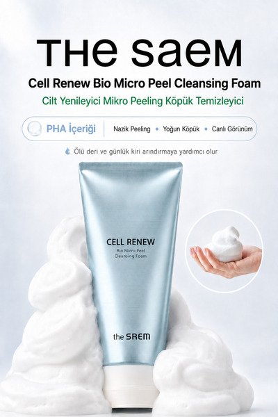 THE SAEM Cell Renew Bio Micro Peel Cleansing Foam - Cilt Yenileyici Mikro Pee...