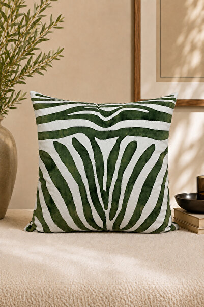 ASDİVA غطاء وسادة مزخرف بنمط موجة الحمار الوحشي من Equus مقاس 43 × 43 - أخضر
