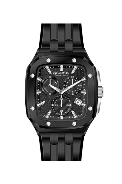 Quantum QUANTUM HNG1033.651 Men Chronograph Display Watch & Silicone Strap Black