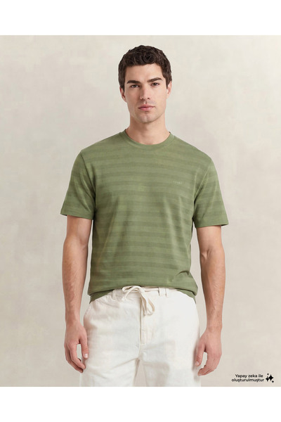 Gant Erkek Yeşil Bisiklet Yaka Regular Fit T-Shirt