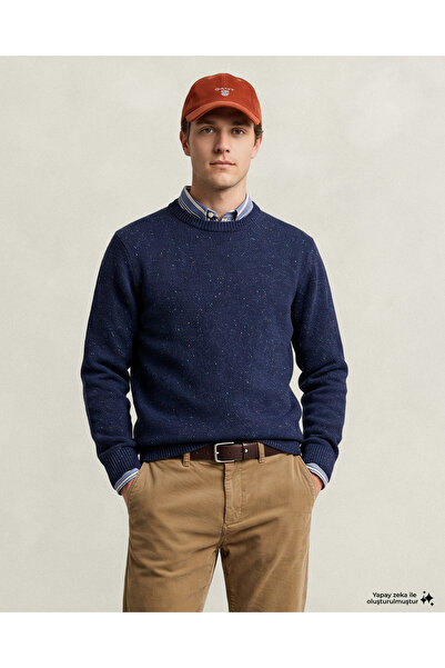 Gant Erkek Lacivert Regular Fit Bisiklet Yaka Kazak