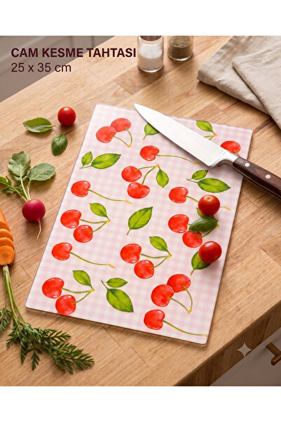 dnshome Cherry Glass Cutting Board Decorative Glass Cutting Board 25 X 35 cm