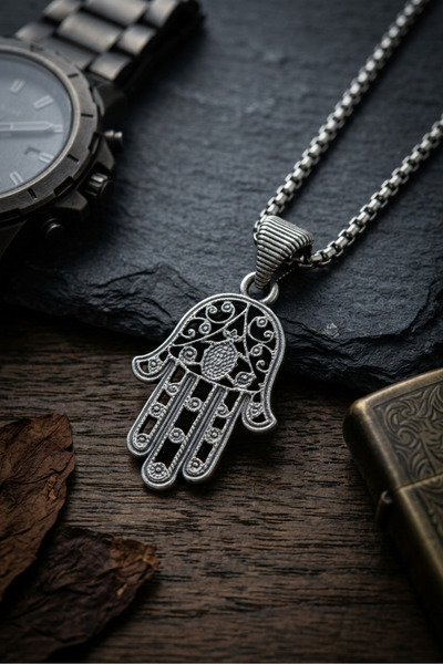 Begondio Fatma Ana Hand Handcrafted Stainless Steel Chain Men's Necklace