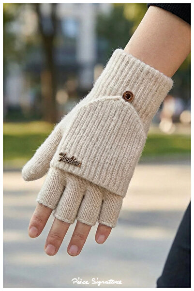 PIECE SIGNATURE Luxury Ribbed Gloves for Women with Capped Fingers and Cut-Ou...