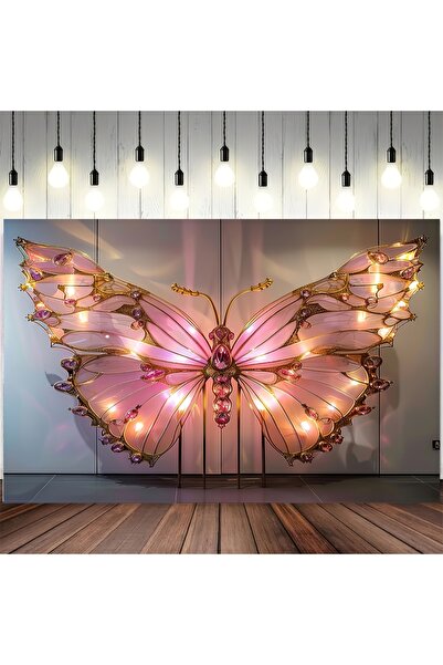 Choice5 100x150cm MULTI 1 giant pink butterfly decoration with glowing gold f...