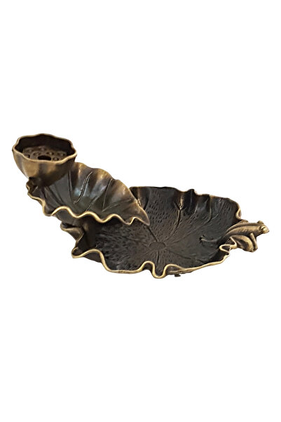 Choice frog-bronze Mini lotus leaf counter current incense burner Chinese dec...