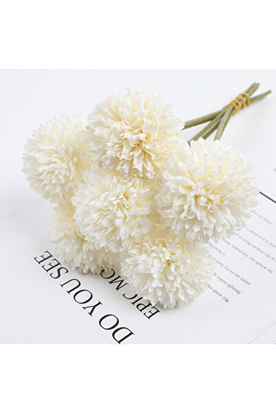 Choice White 6pcs 6 artificial dandelion and chrysanthemum ball bouquets - pe...