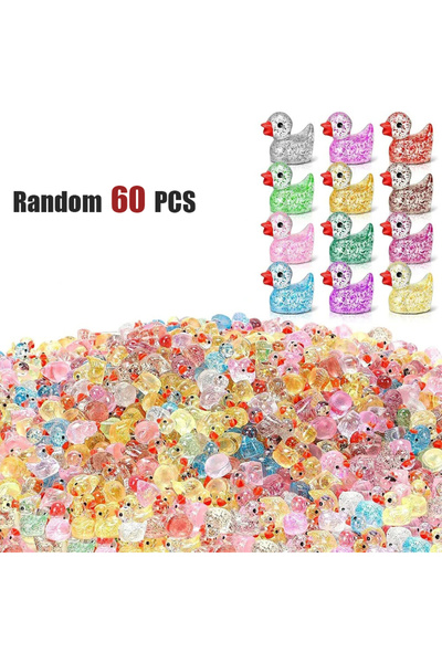 Choice1 60 PCS ~Glitter Miniature Resin Duck Mini Tiny Ducks for DIY Garden M...