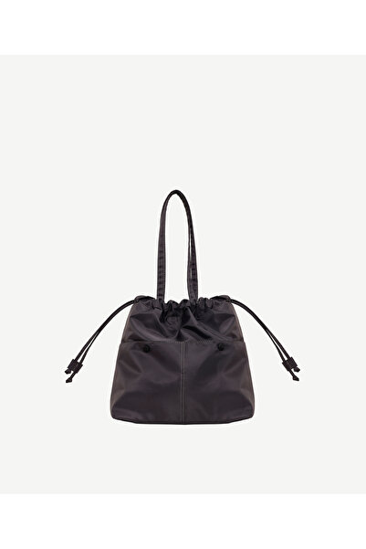 Yargıcı Fabric Shoulder Bag with Drawstring Detail