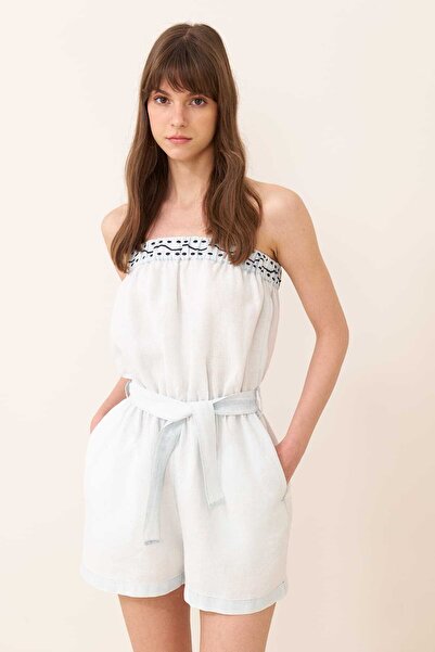 Roman Straplez Beli Lastikli Şort Tulum Standart Renk Y2412401_089