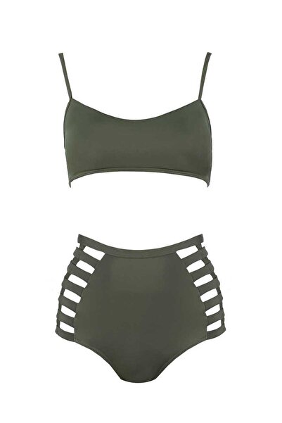 Roman Cut Out Kesimli Bikini Mat Yeşil Y19MY004_483