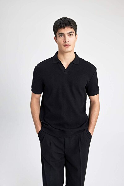 DeFacto Cotton Regular Fit Pleated Short Sleeve Polo T-Shirt B6382Ax24Sp