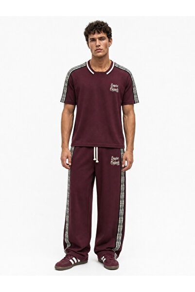 Respire Men's Originals Stripe Detailed Regular Fit Tracksuit Set Claret Red