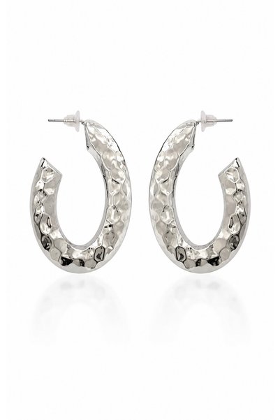 FIERA JEWELRY أقراط نسائية فضية اللون بنمط بيضاوي