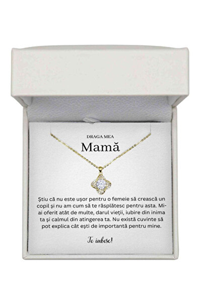The Jewel Heart Colier cadou de Ziua Mamei, cu mesaj și cutie LED, zirconiu c...