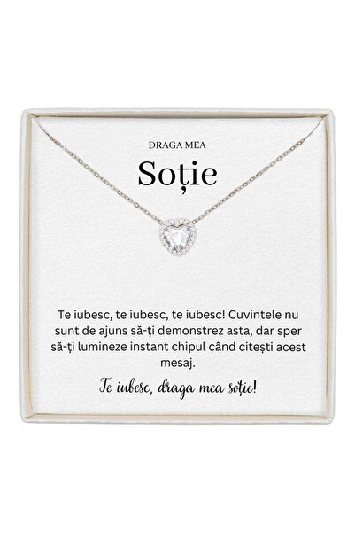 The Jewel Heart Colier cu mesaj de dragoste, bijuterie pentru soție, ideal pe...