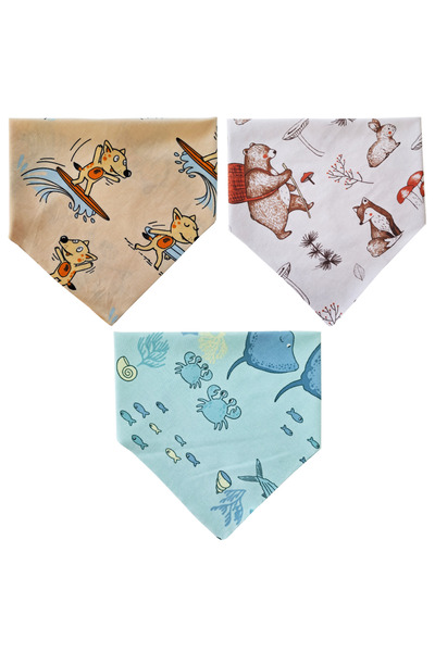 Baby Minik Triangle Scarf Combed Cotton Drool and Feeding Bib 10 Pieces