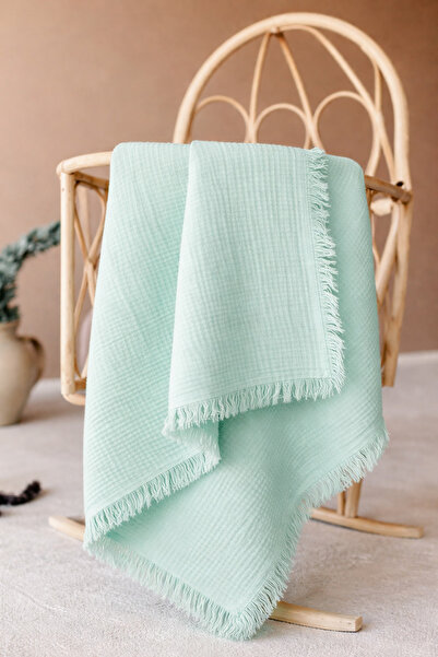 Bubito Four Layers Tasseled Organic Cotton Pieces Muslin Blanket 100X115 Cm-G...