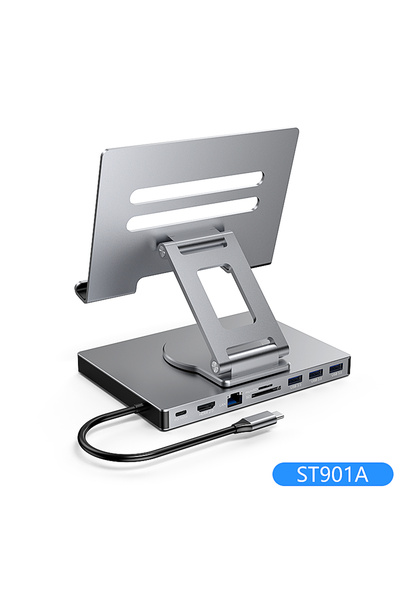 Choice1 ST901A Blueendless Ipad Stand USB C Hub 4K 60HZ HD Type-C 100W PD SD/...