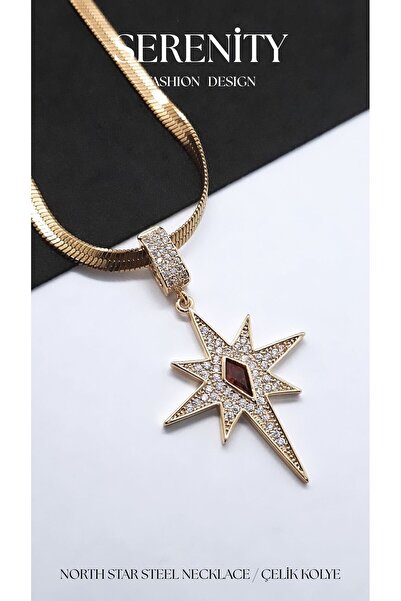 Serenity North Star Charm Steel Necklace
