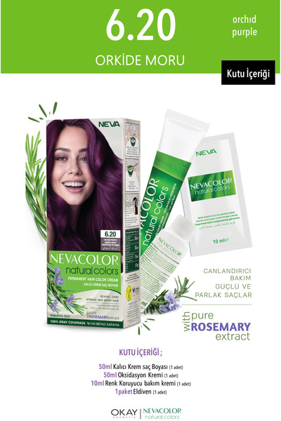 Neva Color Natural Colors saç boyası set 6.20 ORKİDE MORU set (4 ADET)