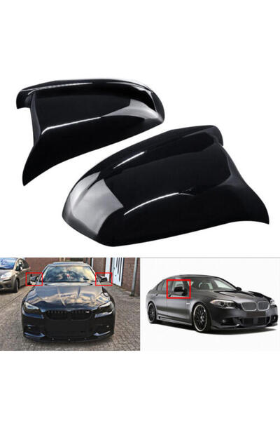Choice Gloss Black Gloss Black Wing Rearview Mirror Cover For BMW 5 Series F1...