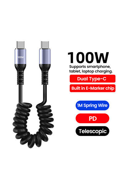 Choice 0.25m-1m 100W USB C to USB C 25CM to 1M Car Spring Data Cord 6A Short ...