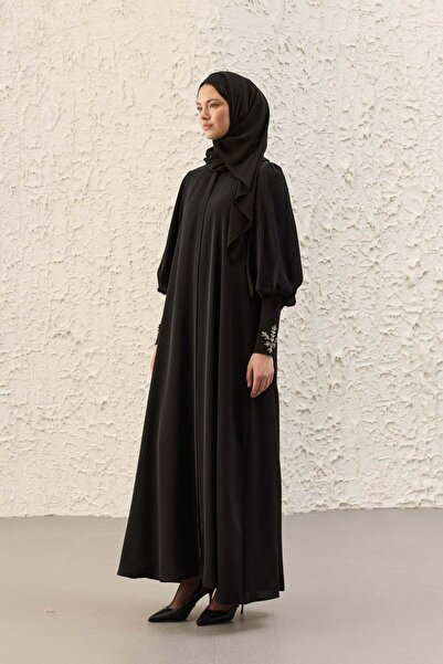 Ferraceci Gray Damla Handcrafted Embroidered Black Ferace