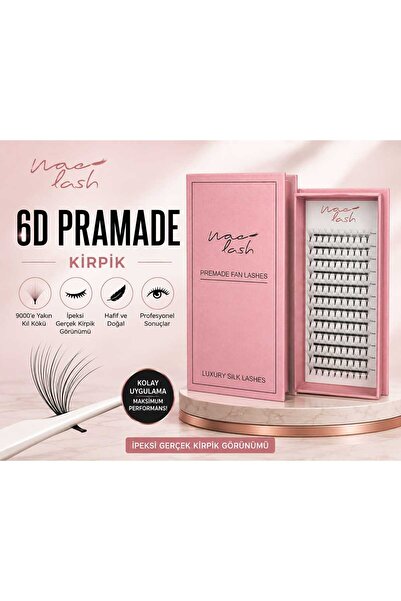 Aka 6D premade fan lashes ipek kirpik 010 D kıvrım 14 mm