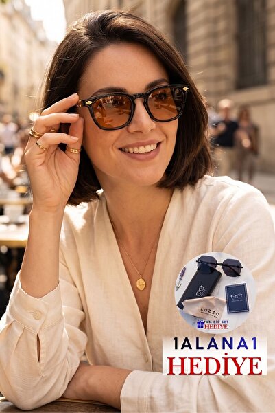 Lozzo Women's Uv400 Oval Brown Sunglasses Wp25-27 C3 Gold Metal Shank