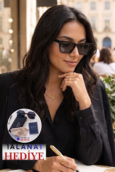 Lozzo Women's Uv400 Black Cat Eyes Sunglasses 23006 C2 Dark Glass