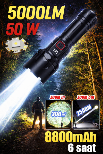 farissu SMALL SUN 50W 5000 Lümen 26800 Model 8800 mah pil 1,5 ile 2 Km Menzil...