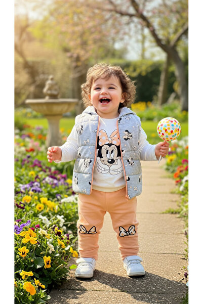 NOTA KİDS Bottom Top Suit and Rabbit Vest Set Baby Girl Set