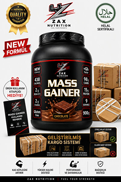 zax nutrition Mass Gainer Weight Gain Supporting Dark Chocolate 900 Gr Dark C...