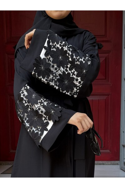 zeynep uyanık Mevlana Zambak Elegant White Daisy Lace Special Design Black Fe...