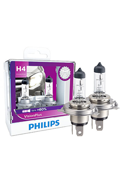 Choice Philips H4 2 Lamps Philips H4 12V 60/55W P43t VisionPlus 3250K Bright ...