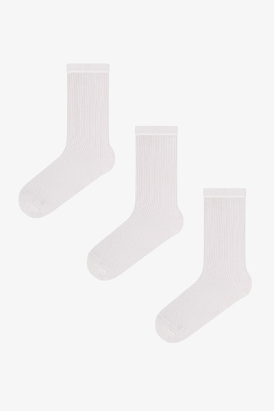 Penti Weiße Basic-Socken aus gerippter Baumwolle, 3 Paar
