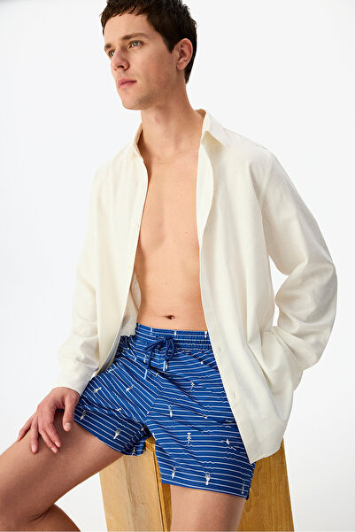 Penti Men's Blue Ocean Octopus Patterned Swim Shorts