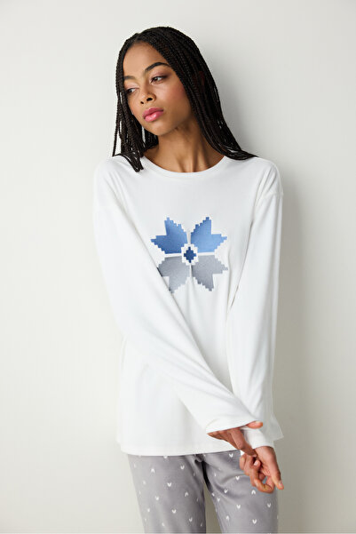Penti Roztomilá mikina Snowflake Fuzzy Off-White