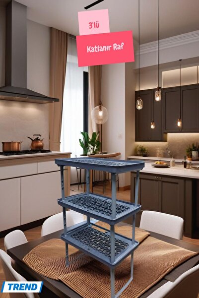 Open Home Concept 3-Tier Plastic Shelf • Gray Legs • Cabinet Interior and Cou...
