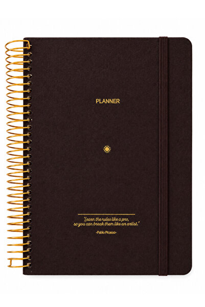 Victoria's Journals A5 Spiral Linen Timeless Planner Agenda, with Elastic Pocket