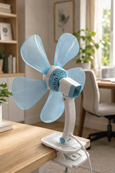 Waldern Taşınabilir, Sessiz Akrobat - Klipsli Fan - Masa Üstü Mavi Vantilatör - 32 cm & 180 Eğim