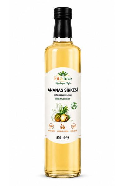 FİT & TAZE Diyetisyen Eliyle Doğal Fermantasyon Ananas Sirkesi Cam Şişe 500 ml