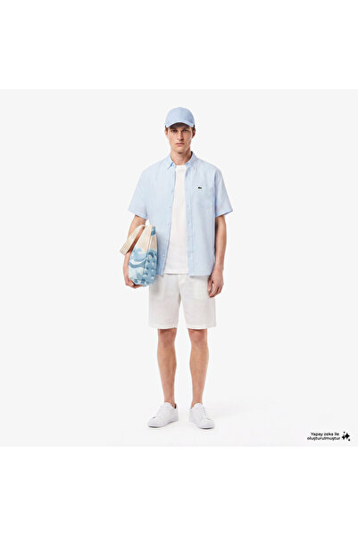 Lacoste Erkek Tapered Fit Keten Beyaz Bermuda Şort
