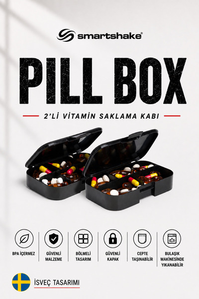 Smartshake Vitamin ve Takviye Saklama Kutusu Siyah 2'li Set