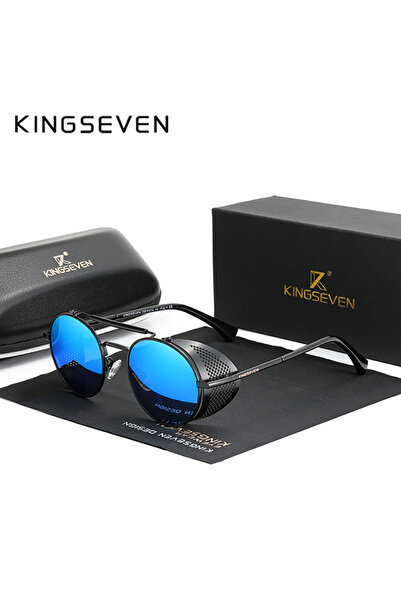 Choice نظارات شمسية KINGSEVEN سوداء وزرقاء بتصميم قوطي عتيق بتصميم Steampunk ...